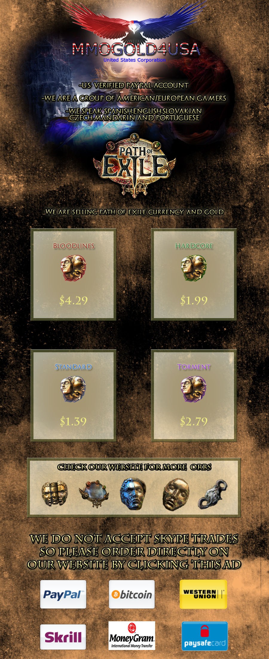 Selling Wts path of exile currency and gems (can pay with gw2, eso