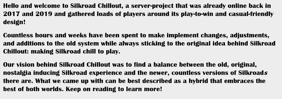 SRO Chillout - [Silkroad] EU - Silkroad Chillout | Long Term | Casual | Play-To-Win | Mid Rates - RaGEZONE Forums
