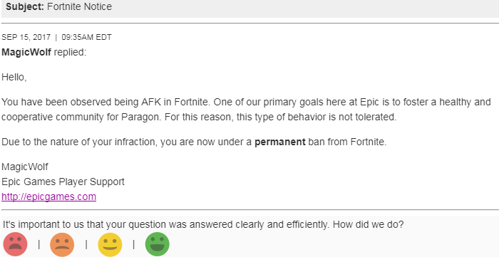 Epic Is Not Perma Banning Afk Players Muk As Permaban Is Obviously Fake Fortnite